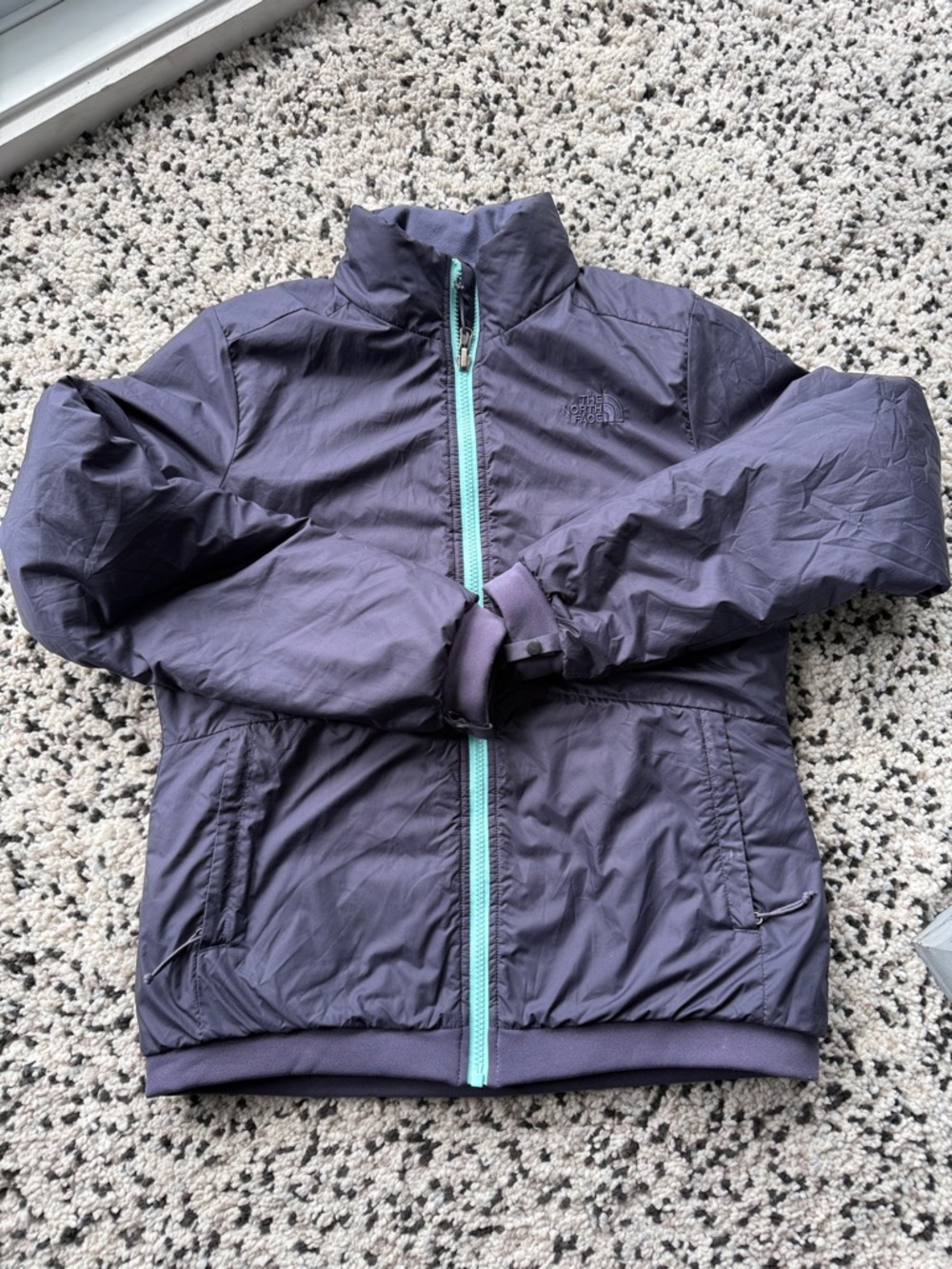The North Face Purple/blue Puffer Jacket with Mint Zipper